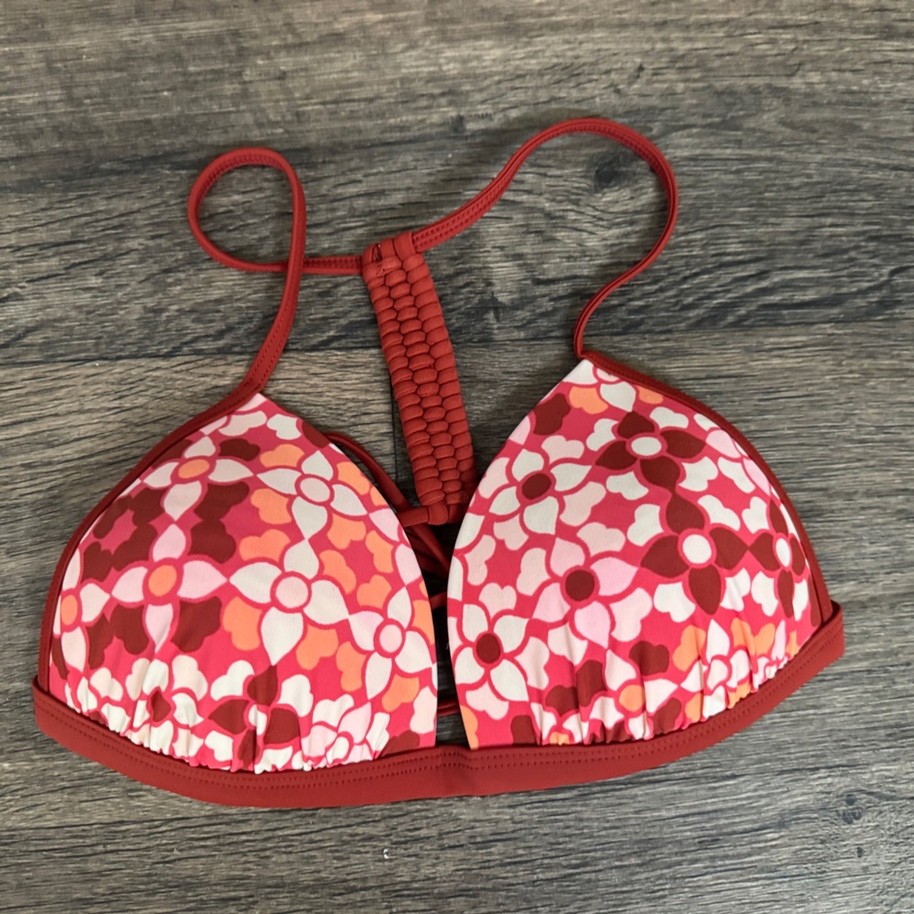 Floral orange & Red Bikini Top